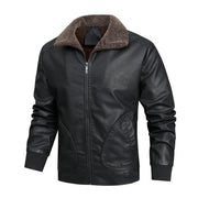 West Louis™ Fleece Collar Business Style Leather Jacket