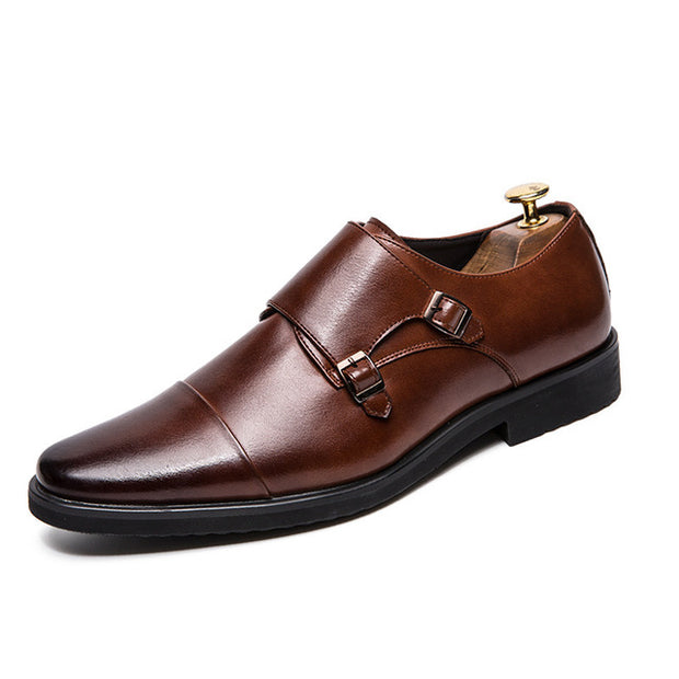 West Louis™ Double Monk Strap Oxford Leather Dress Shoes