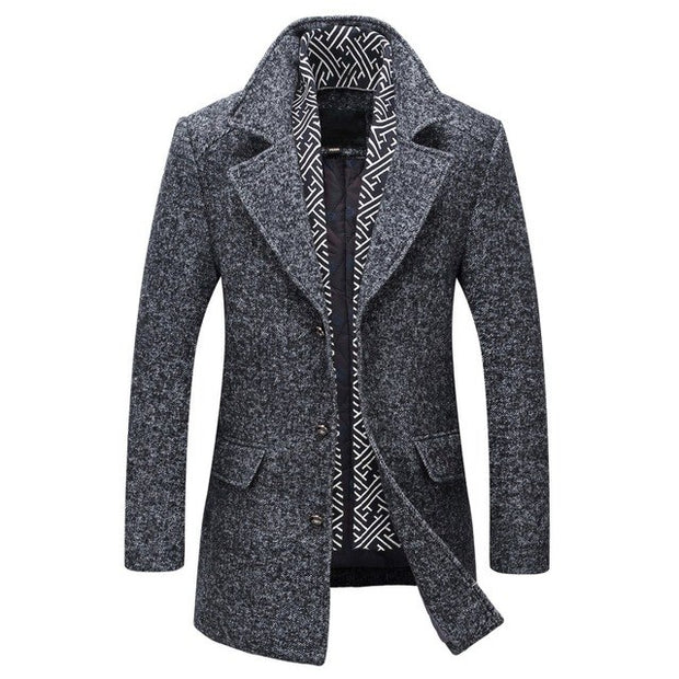 West Louis™ Men Long Wool & Blends Winter Coat