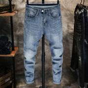 West Louis™ Men Skinny Stretch Light Blue Streetwear Denim Jeans