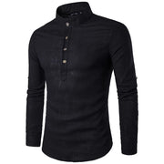 West Louis™ Men Linen Button-Up Henley Shirts