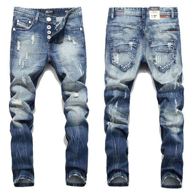 West Louis™ Italian Straight Fit Ripped Jeans  - West Louis