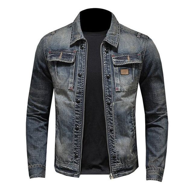 West Louis™ American Style Casual Zipper Jeans Jacket
