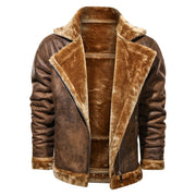 West Louis™ Leather Velvet Aviator Warm Jacket