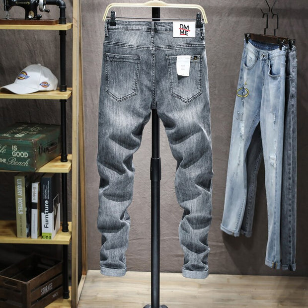 West Louis™ Designer Light Gray Stretch Skinny Jeans
