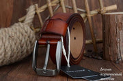West Louis™ Vintage Style Pin Buckle Cow Genuine Leather Belt Brown / 100cm - West Louis