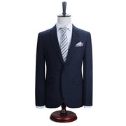 West Louis™ New York Slim Fit One Button Suit ( Blazer + Pants) Dark blue / XS - West Louis