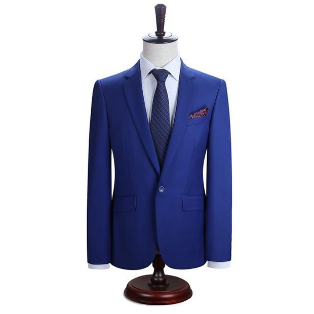 West Louis™ New York Slim Fit One Button Suit ( Blazer + Pants) Blue2 / XS - West Louis