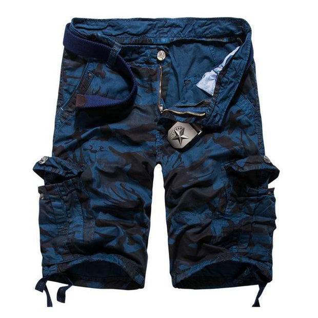 West Louis™ Camouflage Cotton Cargo Shorts Blue / 34 - West Louis