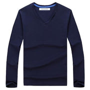 West Louis™ Cotton Male Long Sleeves V-Neck Shirt Blue / L - West Louis