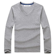 West Louis™ Cotton Male Long Sleeves V-Neck Shirt Gray / L - West Louis