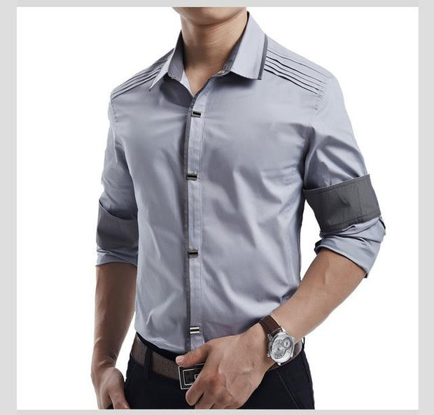 West Louis™ Top Quality Slim Fit Cotton Shirts Gray / M - West Louis