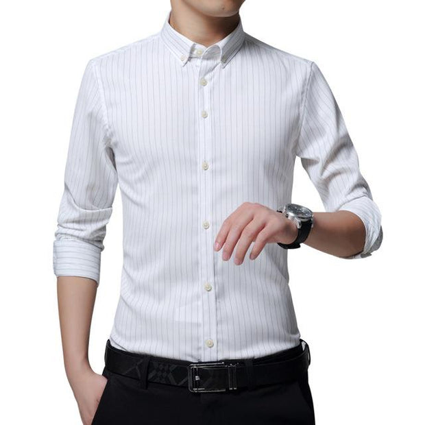 West Louis™ Business Men Striped Dress Shirt White / XS - West Louis