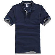 West Louis™ Designer Solid Cotton Polo Shirt [ 15 Colors ] Navy / L - West Louis