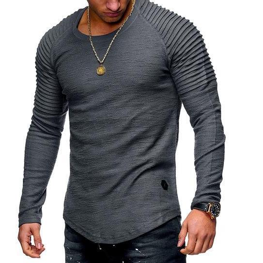 West Louis™ Fold Long Sleeves Hombre T-Shirt Dark Gray / M - West Louis