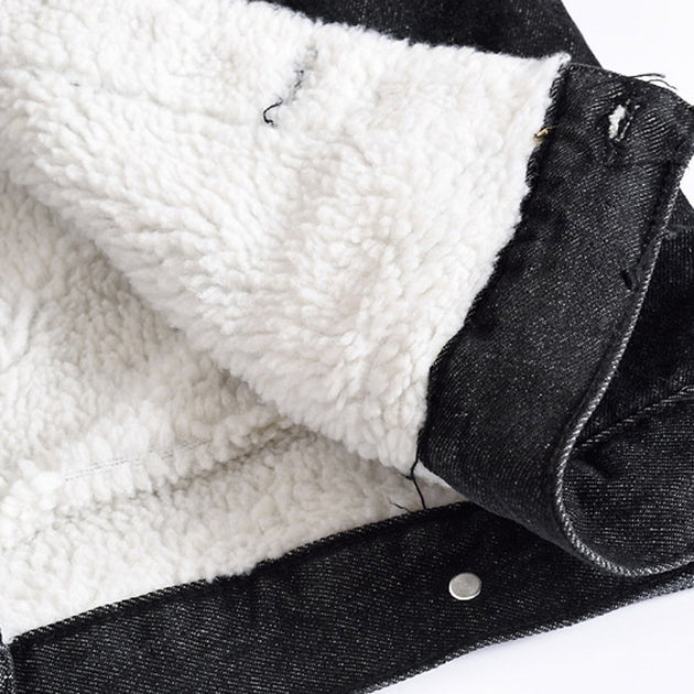 Lightweight Jackets Slim Fit Men Black Jean Jacket With Fur AMIRI