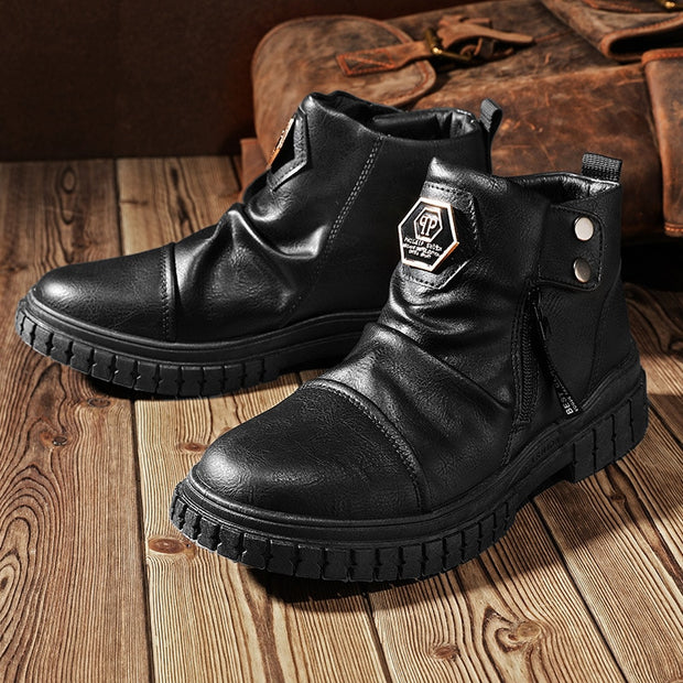 West Louis™ Vintage High Chelsea Motorcycle Rubber Boots