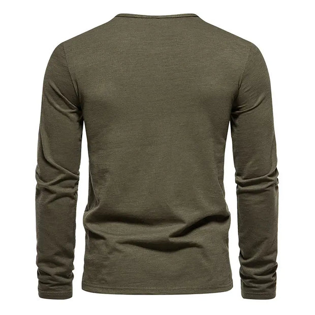West Louis™ Long Sleeved Henley Collar T-shirts