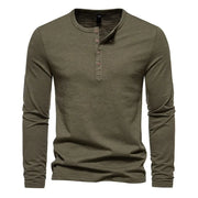 West Louis™ Long Sleeved Henley Collar T-shirts