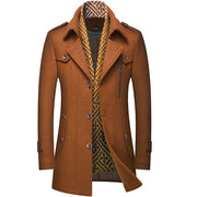 West Louis™ Designer Wool & Blends Thicken Mid Length Trench Coat