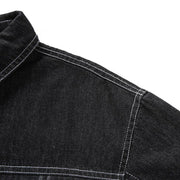 West Louis™ Denim Cowboy Plaid Jeans Outwear Shirt