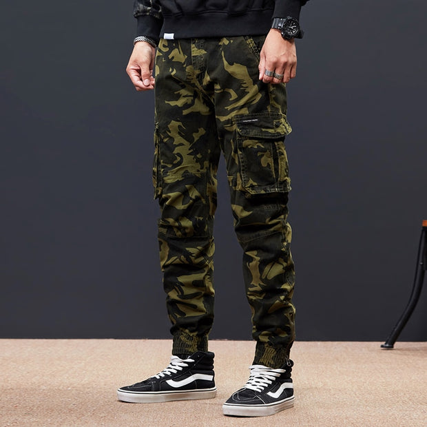 West Louis™ Streetwear Elastic Multi Pockets Camo Jogger Pants