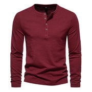 West Louis™ Long Sleeved Henley Collar T-shirts