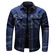 West Louis™ Denim Cowboy Plaid Jeans Outwear Shirt