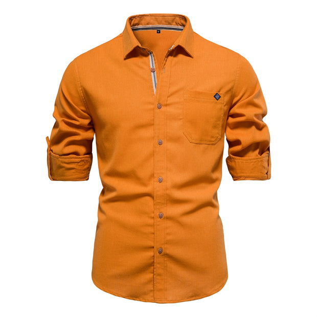 West Louis™ Designer Cotton Twill Button-Up Shirt