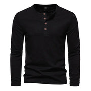 West Louis™ Long Sleeved Henley Collar T-shirts