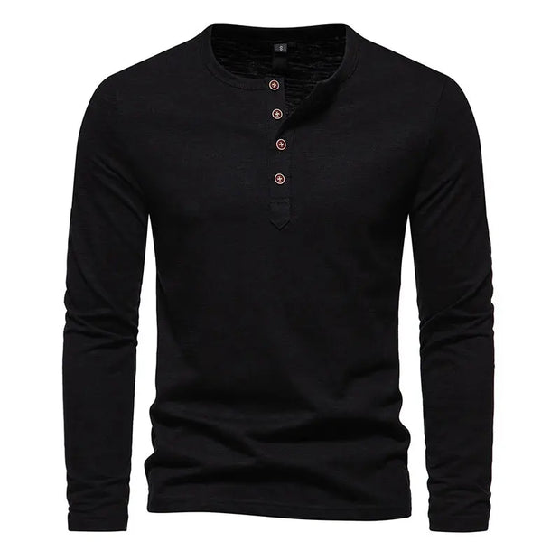 West Louis™ Long Sleeved Henley Collar T-shirts
