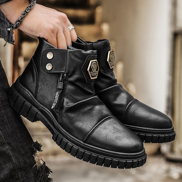 West Louis™ Vintage High Chelsea Motorcycle Rubber Boots
