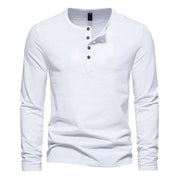 West Louis™ Long Sleeved Henley Collar T-shirts