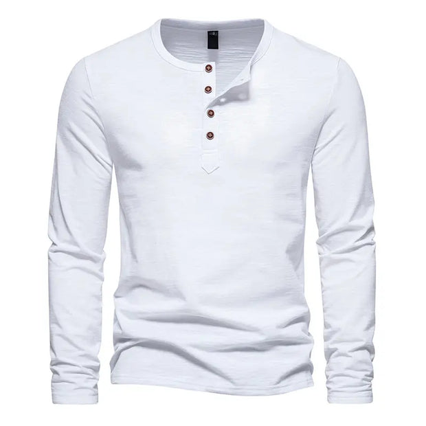 West Louis™ Long Sleeved Henley Collar T-shirts
