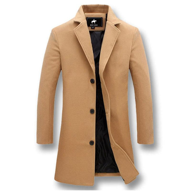 West Louis™ Business-Man Windproof Long Coat Khaki / XXXL - West Louis
