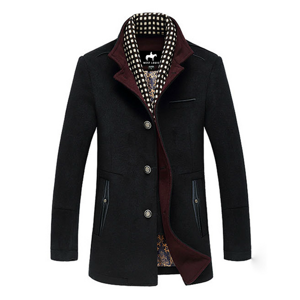 West Louis™ Splice Woolen Overcoat