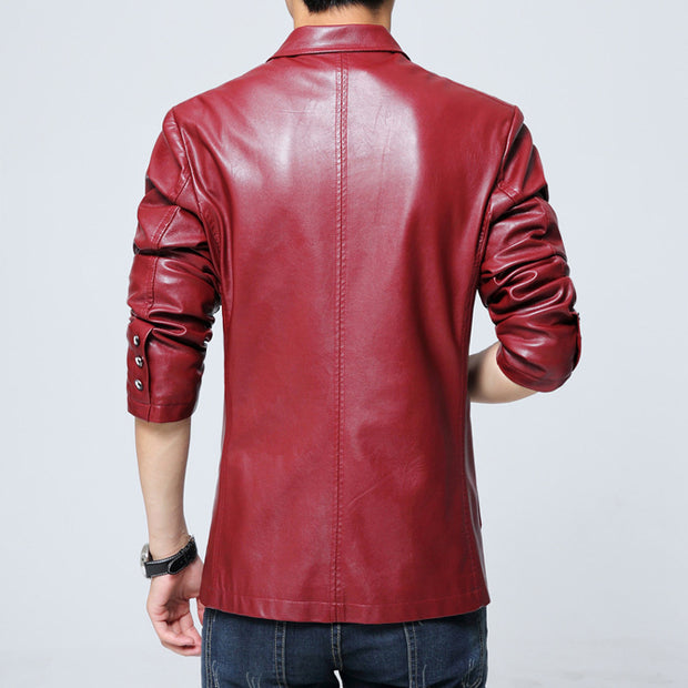 West Louis™ Soft PU Leather Male Blazer