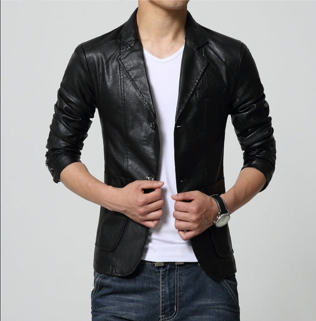 West Louis™ Soft PU Leather Male Blazer