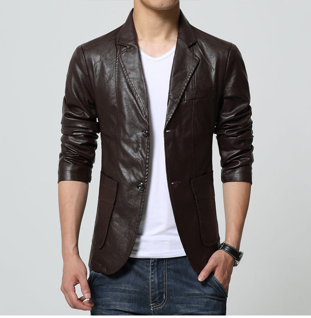 West Louis™ Soft PU Leather Male Blazer