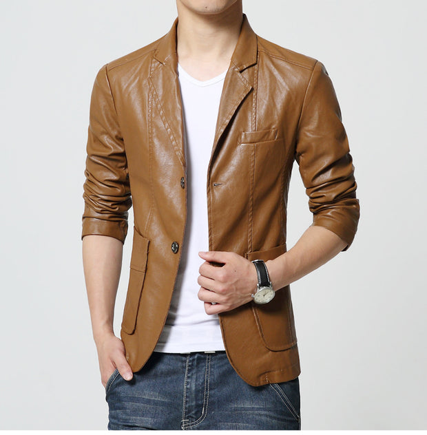 West Louis™ Soft PU Leather Male Blazer