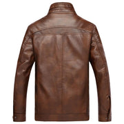 West Louis™ PU Leather Plus Velvet Stand Collar Jacket