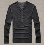 West Louis™ Designer Cotton Vintage Henry T Shirts Dark Grey / S - West Louis