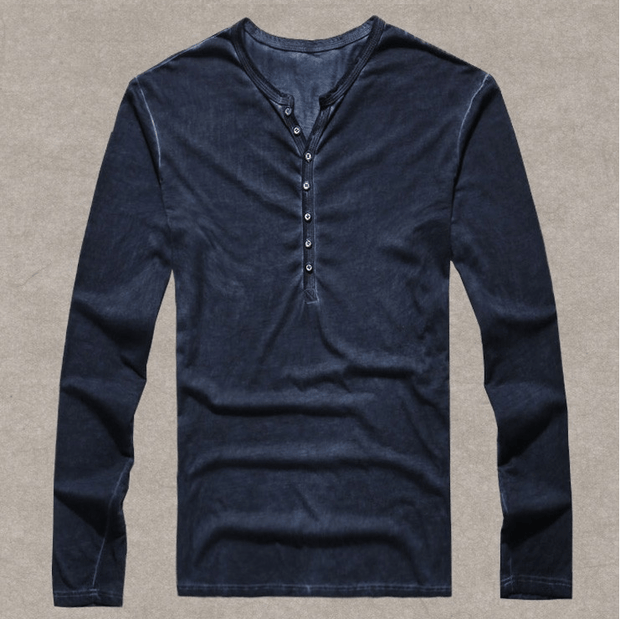 West Louis™ Designer Cotton Vintage Henry T Shirts Blue / S - West Louis
