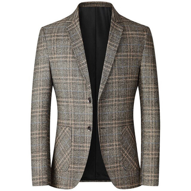 West Louis™ Business Casual Single-Breasted Plaid Blazer