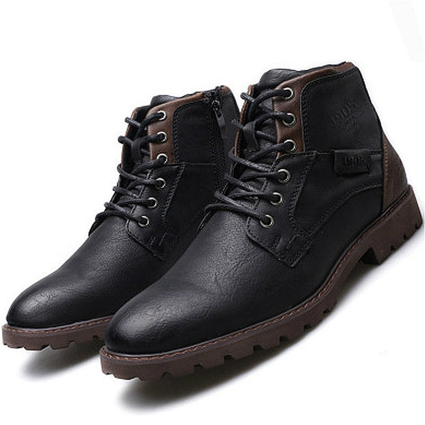 West Louis™ Designer Leather Outdoor Ankle Boots