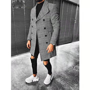 West Louis™ Warm Outwear Long Button Plaid Trench Coat
