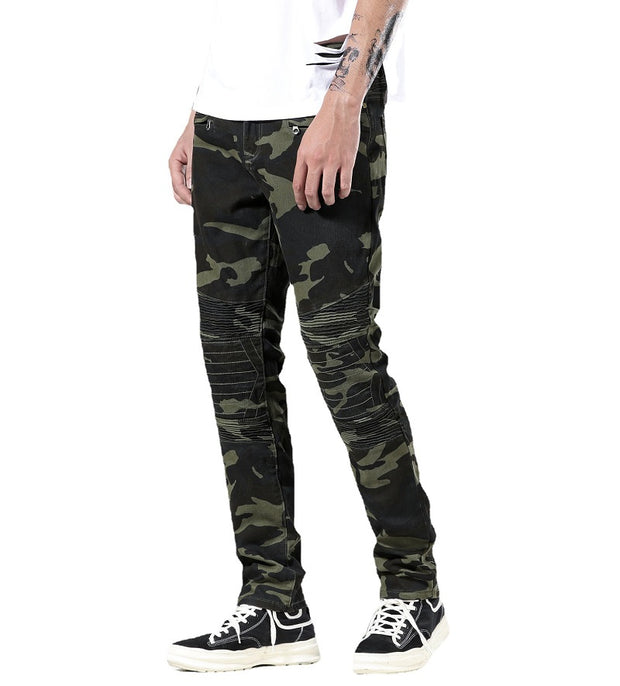 West Louis™ Ripped Distressed Camouflage Streetwear Denim Jeans