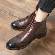 West Louis™ Italian Style Vintage Brogue Leather Ankle Boots