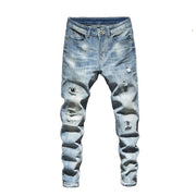 West Louis™ Torn Men Slim Fit Patchwork Jeans
