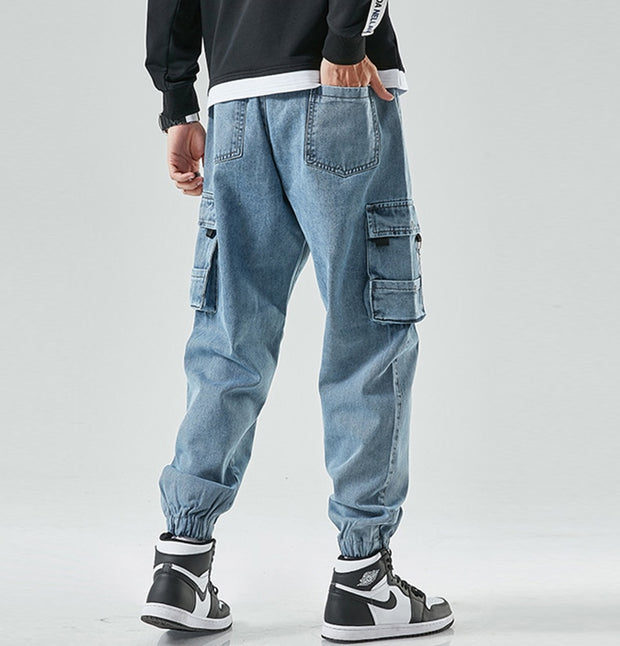 West Louis™ Street Style Cargo Harem Denim Jogger Trousers